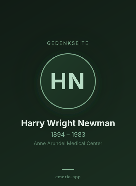 Gedenkportrait von Harry Wright Newman