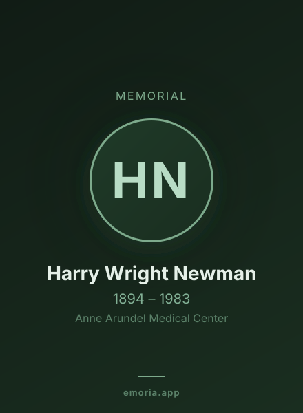 Memorial portrait of Harry Wright Newman