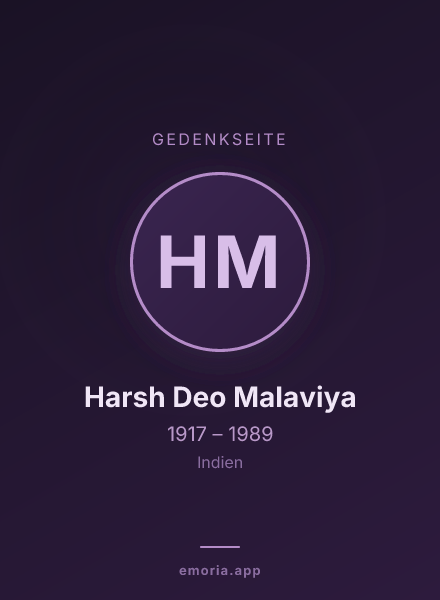Gedenkportrait von Harsh Deo Malaviya