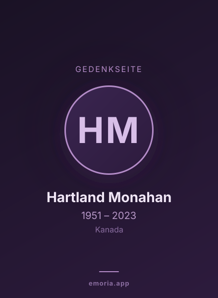 Gedenkportrait von Hartland Monahan