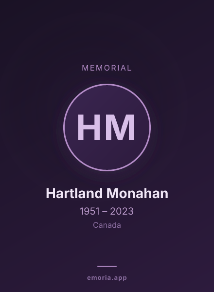 Memorial portrait of Hartland Monahan