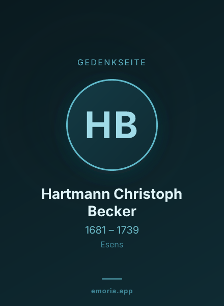 Gedenkportrait von Hartmann Christoph Becker