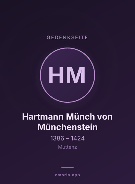 Gedenkportrait von Hartmann Münch von Münchenstein