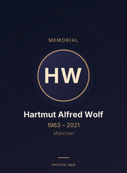 Memorial portrait of Hartmut Alfred Wolf
