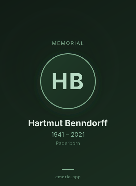 Memorial portrait of Hartmut Benndorff
