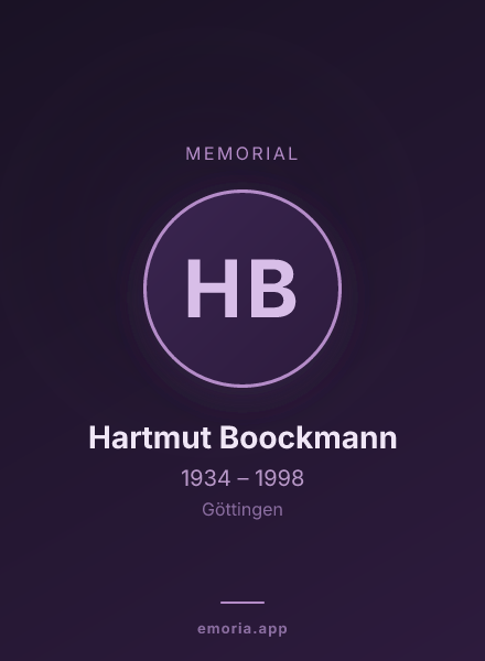 Memorial portrait of Hartmut Boockmann