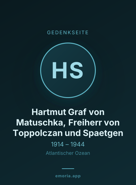 Gedenkportrait von Hartmut Graf von Matuschka, Freiherr von Toppolczan und Spaetgen