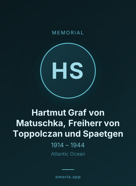 Memorial portrait of Hartmut Graf von Matuschka, Freiherr von Toppolczan und Spaetgen