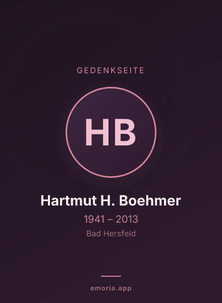 Gedenkportrait von Hartmut H. Boehmer