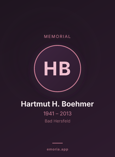 Memorial portrait of Hartmut H. Boehmer