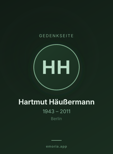 Gedenkportrait von Hartmut Häußermann