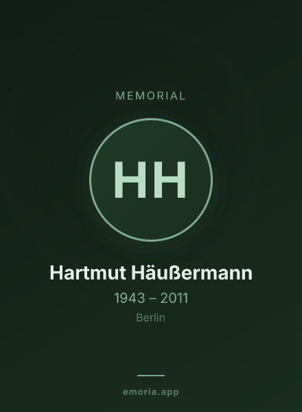 Memorial portrait of Hartmut Häußermann