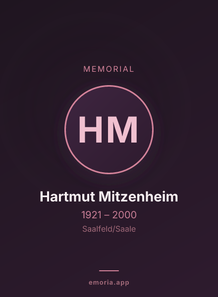 Memorial portrait of Hartmut Mitzenheim