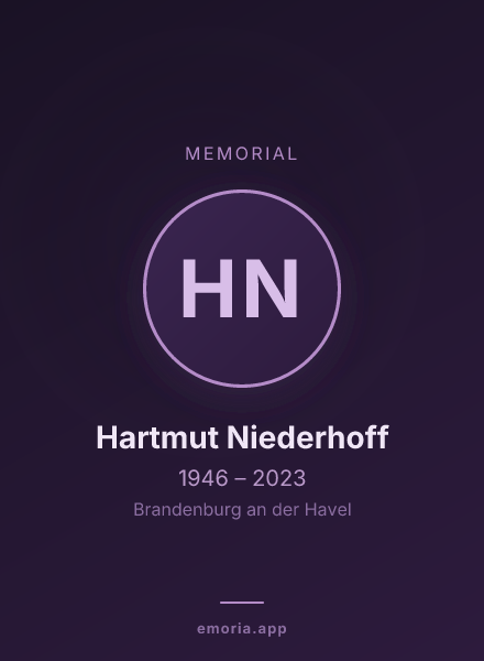 Memorial portrait of Hartmut Niederhoff