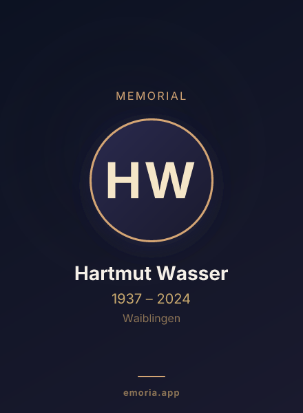 Memorial portrait of Hartmut Wasser