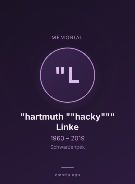 Memorial portrait of "hartmuth ""hacky""" Linke