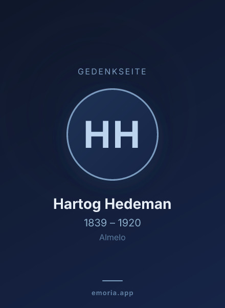 Gedenkportrait von Hartog Hedeman