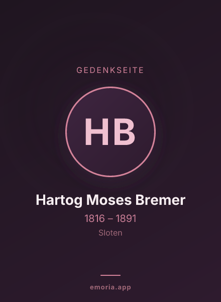 Gedenkportrait von Hartog Moses Bremer