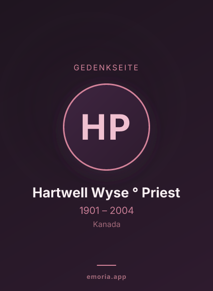 Gedenkportrait von Hartwell Wyse ° Priest