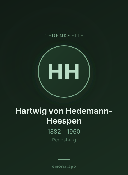 Gedenkportrait von Hartwig von Hedemann-Heespen