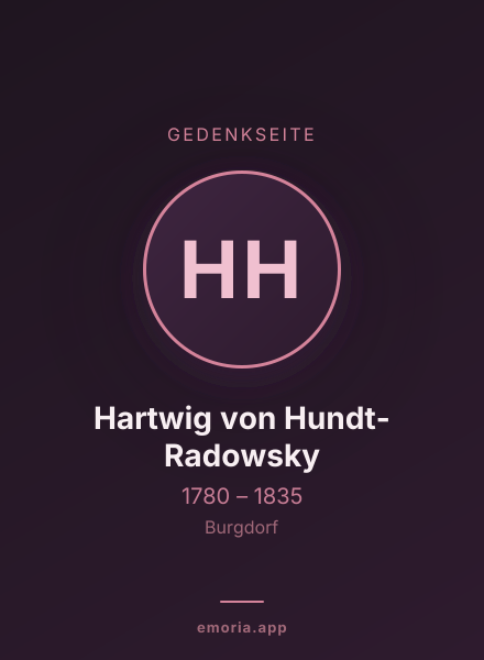 Gedenkportrait von Hartwig von Hundt-Radowsky
