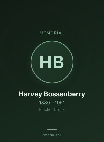 Memorial portrait of Harvey Bossenberry