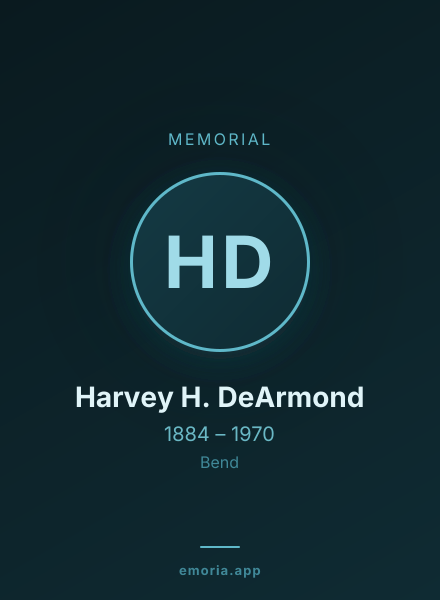 Memorial portrait of Harvey H. DeArmond