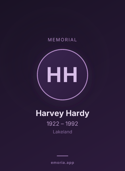 Memorial portrait of Harvey Hardy