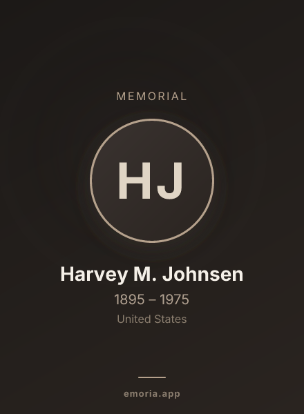 Memorial portrait of Harvey M. Johnsen