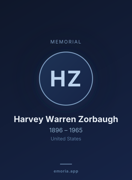 Memorial portrait of Harvey Warren Zorbaugh