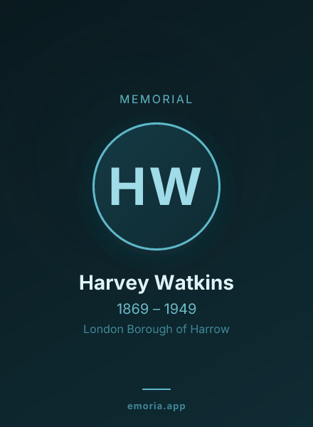 Memorial portrait of Harvey Watkins