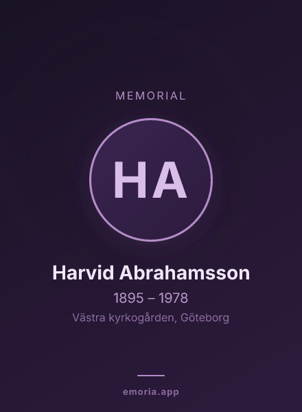 Memorial portrait of Harvid Abrahamsson