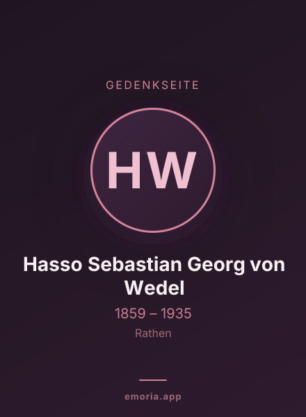 Gedenkportrait von Hasso Sebastian Georg von Wedel
