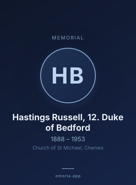 Memorial portrait of Hastings Russell, 12. Duke of Bedford