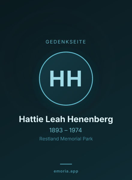 Gedenkportrait von Hattie Leah Henenberg