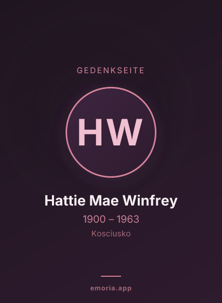 Gedenkportrait von Hattie Mae Winfrey