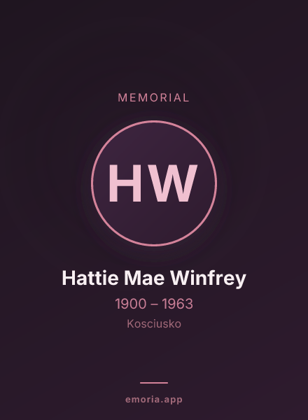 Memorial portrait of Hattie Mae Winfrey
