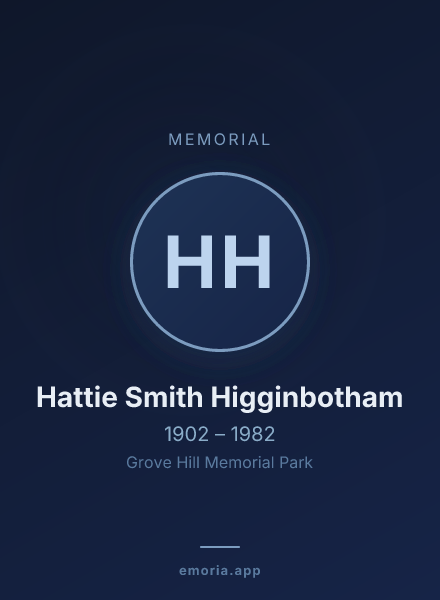 Memorial portrait of Hattie Smith Higginbotham
