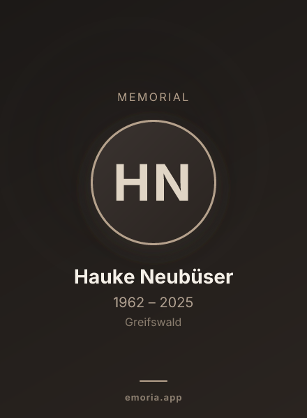 Memorial portrait of Hauke Neubüser