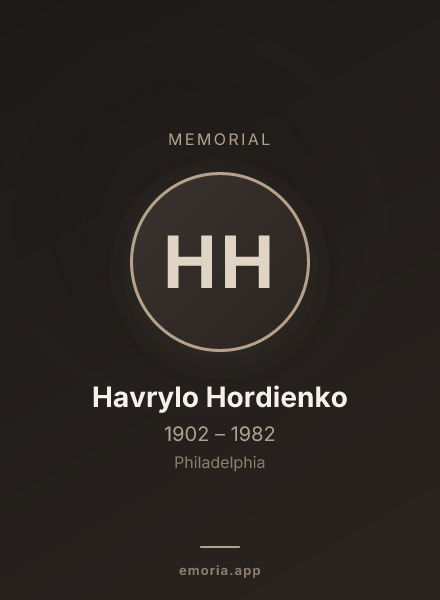 Memorial portrait of Havrylo Hordienko