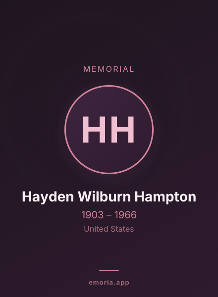 Memorial portrait of Hayden Wilburn Hampton