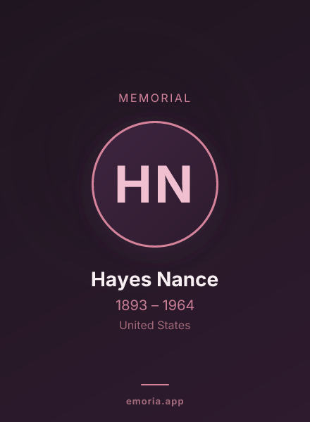 Memorial portrait of Hayes Nance