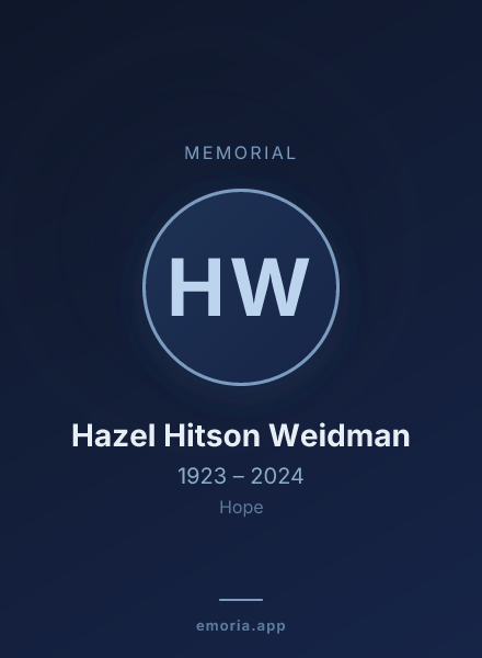 Memorial portrait of Hazel Hitson Weidman