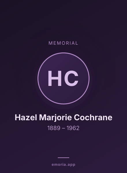 Memorial portrait of Hazel Marjorie Cochrane