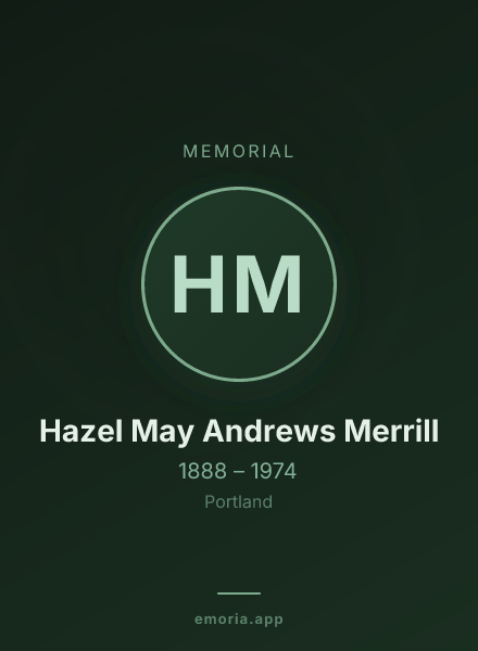 Memorial portrait of Hazel May Andrews Merrill