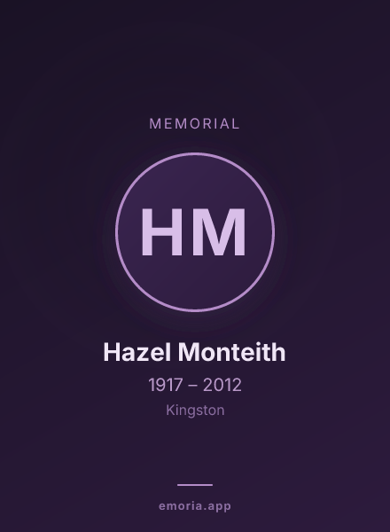 Memorial portrait of Hazel Monteith