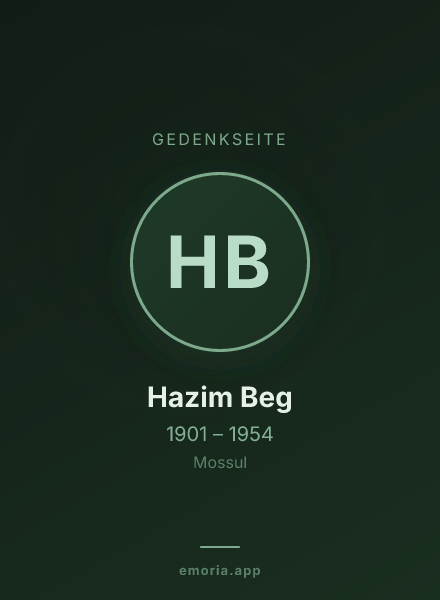 Gedenkportrait von Hazim Beg
