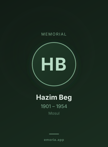 Memorial portrait of Hazim Beg
