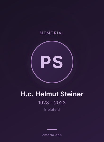 Memorial portrait of Prof. Dr. H.c. Helmut Steiner