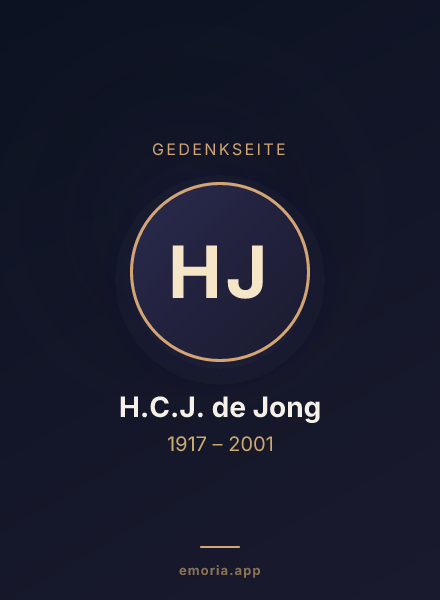 Gedenkportrait von H.C.J. de Jong